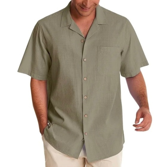 Tulio Other - Tulio 100% Silk Olive Green Vintage Y2K button down shirt Men's size large